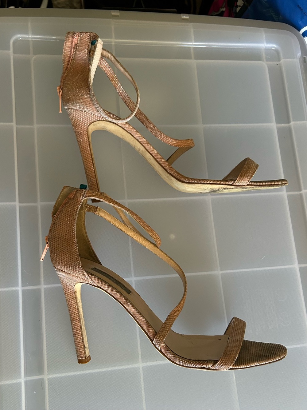 SJP Women's Rose Gold Strappy High Heel Stiletto Sandals - Size 40